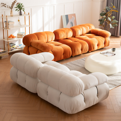 LuneluX_Home – 56.3" Velvet Round Arm Apartment Sofa