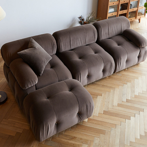 LuneluX_Home – 56.3" Velvet Round Arm Apartment Sofa